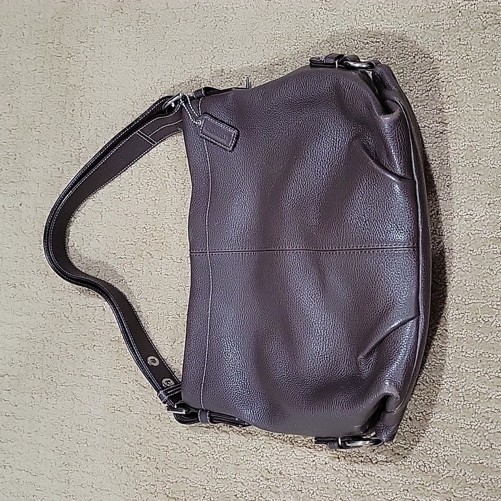 Brown Real Leather Coach Shoulder Bag